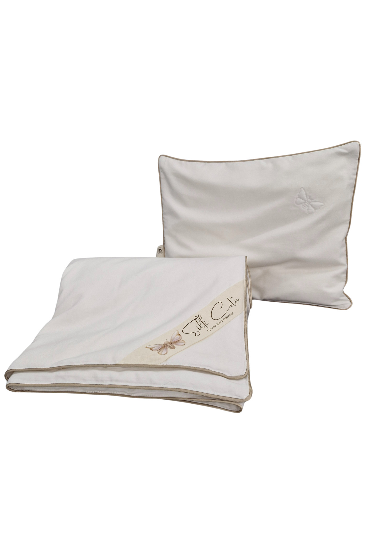 %100 İpek Yorgan ve Yastık Seti Tek Kişilik - Yüksek Yastık - Tek Kişilik İpek Yorgan